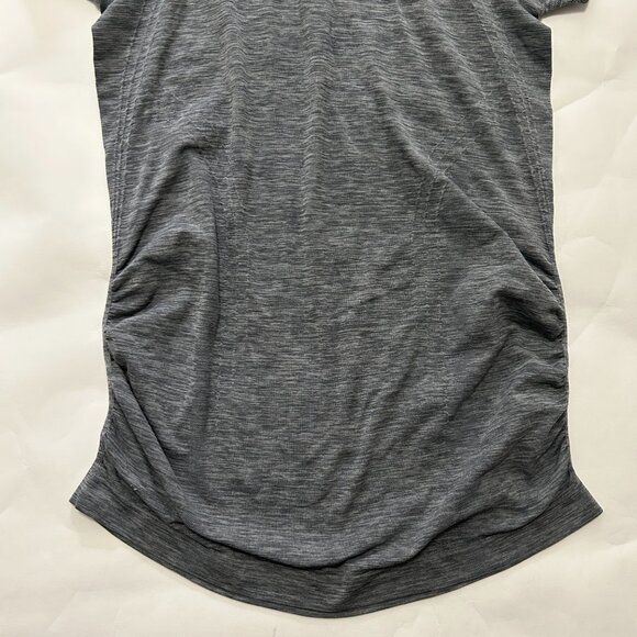 Athleta Speed Light Heathered Tee sz S Gray Ruched Sides Short Sleeve Fitted Gym - Picture 4 of 9